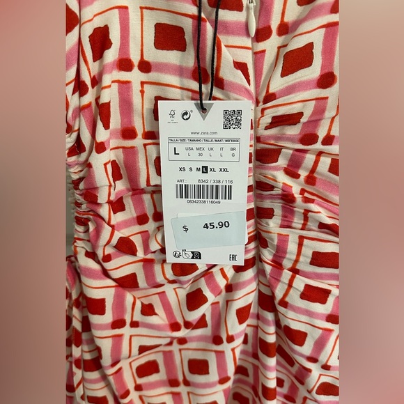 NWT Zara Printed Liken Blend Cutout Dress - Picture 6 of 6